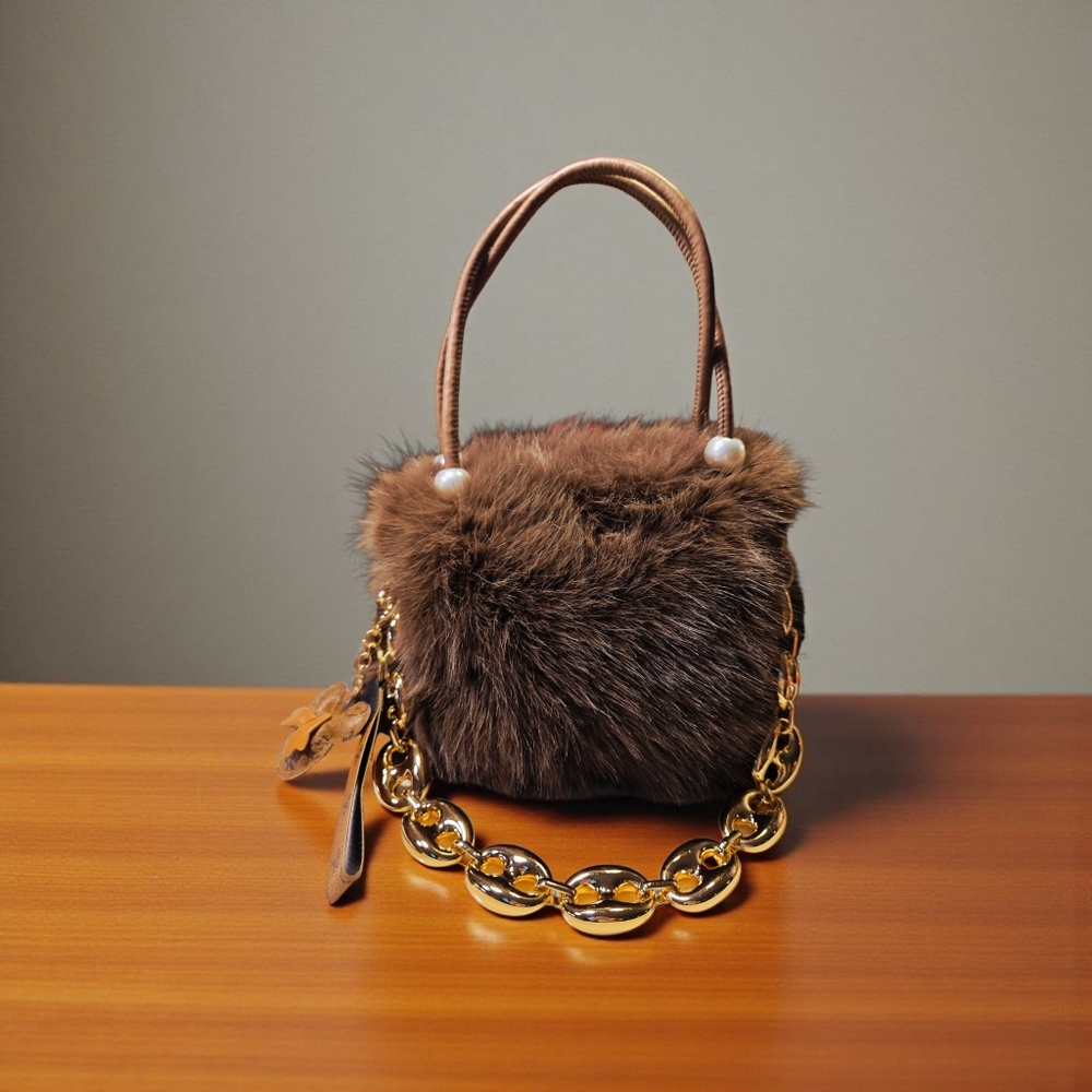 ON SALE!! Plush Shoulder Bag with Chain & Charm NWOT